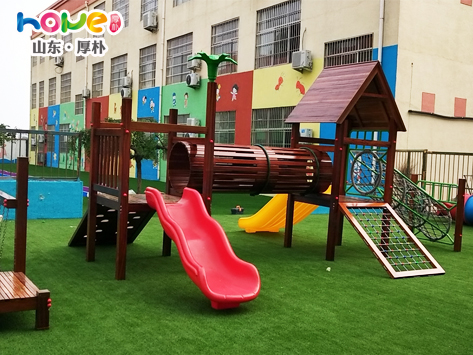 幼兒園兒童戶外感統(tǒng)訓練木質滑梯組合