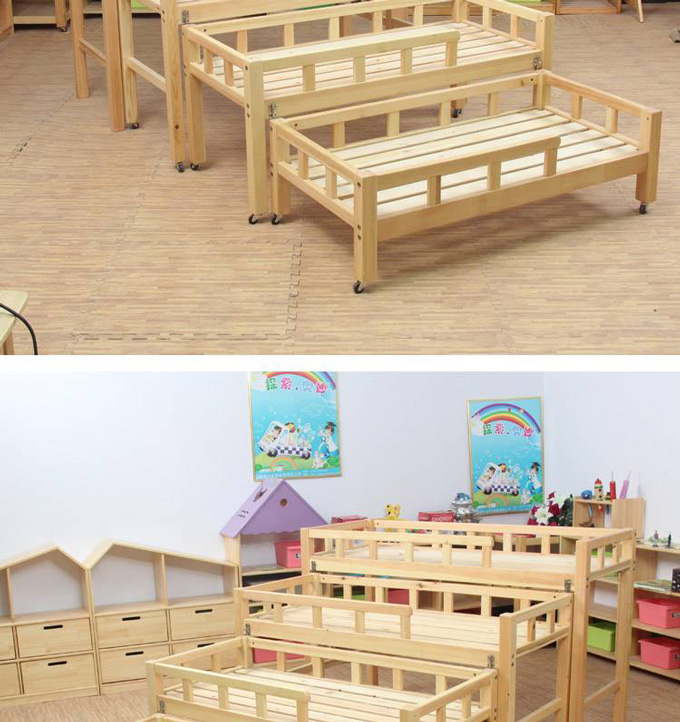 實(shí)木幼兒園四層推拉午睡兒童床 幼兒園四層床批發(fā)