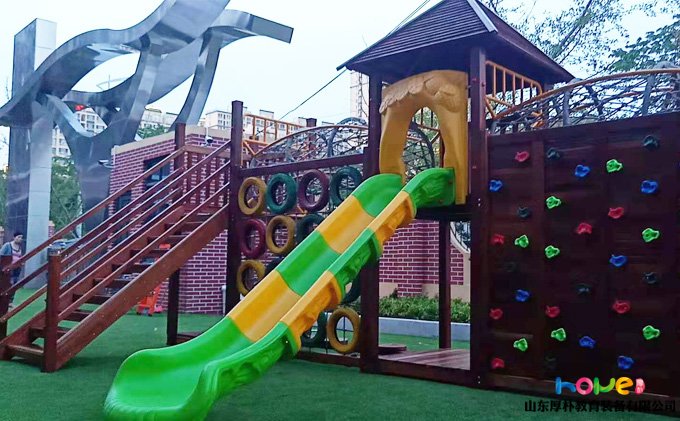 山東厚樸幼兒園戶外案例|河?xùn)|九曲中心幼兒園戶外大型玩具