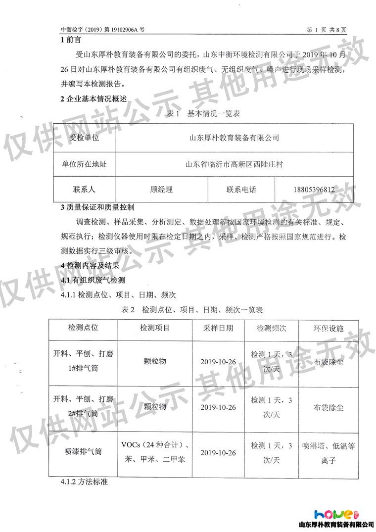 山東厚樸產(chǎn)品檢測報告